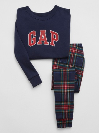 babyGap 100% Organic Cotton Logo Plaid PJ Set | Gap Factory