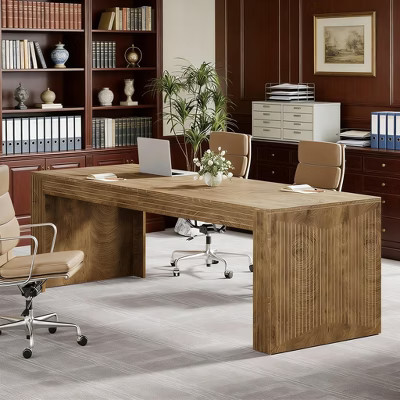 TUYOHW 79" Wooden Executive Desk,Computer Desk Writing Desk with Wood Grain,Large Dual Workspace Desk for Office,Study,Living Room,Natural | Target