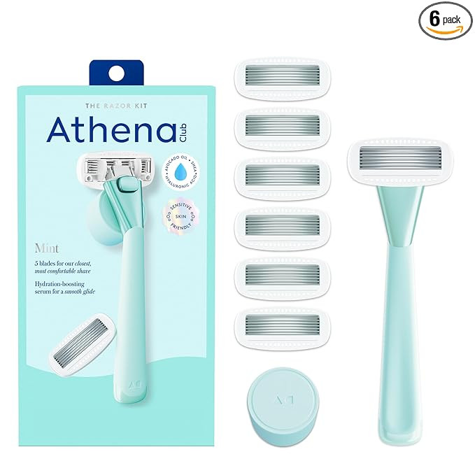 Athena Club Women’s Razor Kit, 5-Blade Cartridge Razor for Sensitive Skin, Serum-Infused Blades... | Amazon (US)