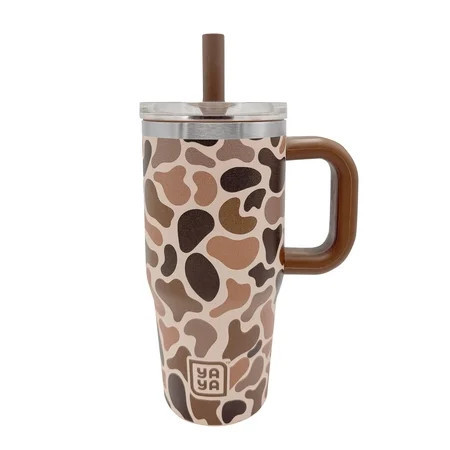 YAYA My First Travel Tumbler for Toddlers 3+ with Reusable Straw and Spill-Safe Lid, 12oz, Brown Camo | Walmart (US)