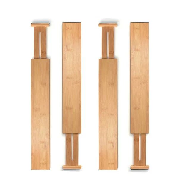 Bamboo Drawer Divider Set of 4 - Kitchen Drawer Organizer Spring Adjustable & Expendable Drawer D... | Walmart (US)
