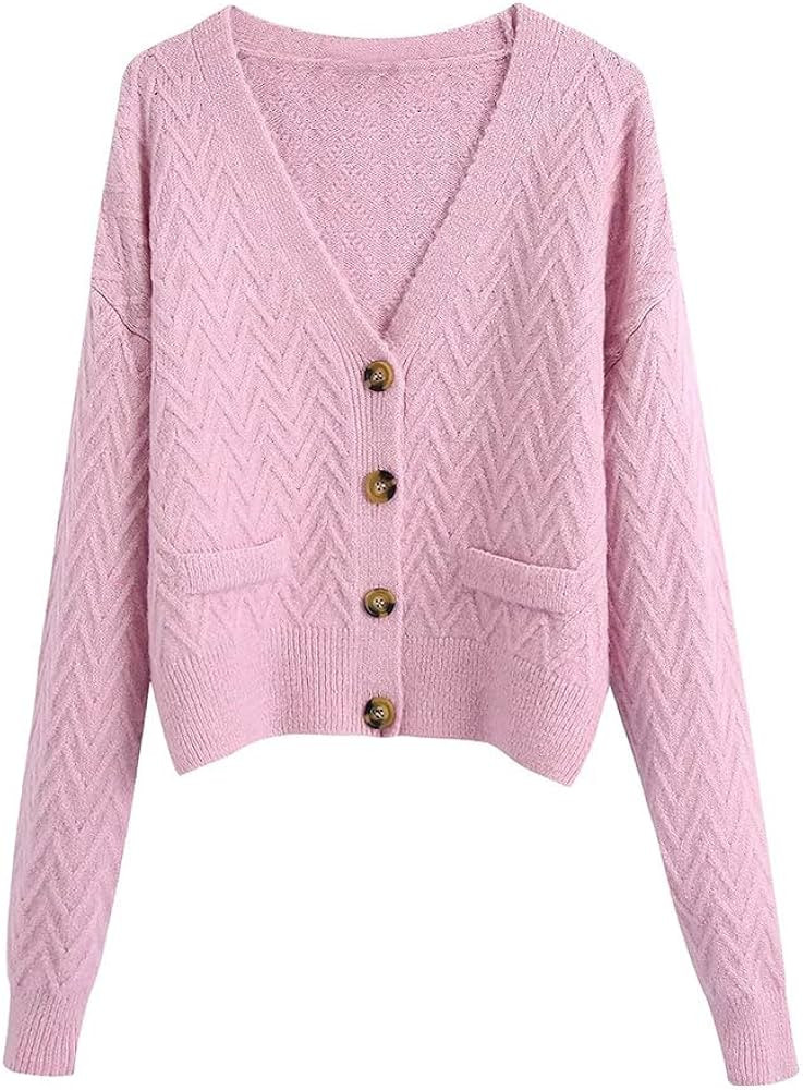 MIYAA Women's Soft Knit Cardigan Sweater Thin Vintage Long Sleeve Knitwear Open Front Button Card... | Amazon (US)