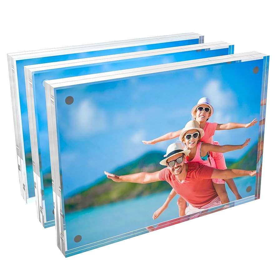 5x7 Acrylic Picture Frame 3 Pack, Clear Double Sided Photo Frame with Magnetic Acrylic Self Stand... | Amazon (US)