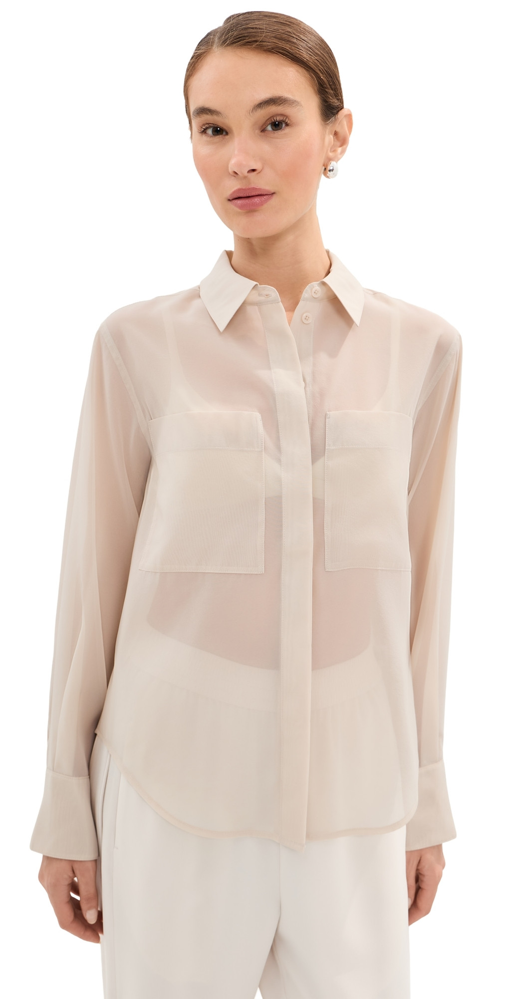 LE BOP Organza Button Down Ivory XXS | Shopbop