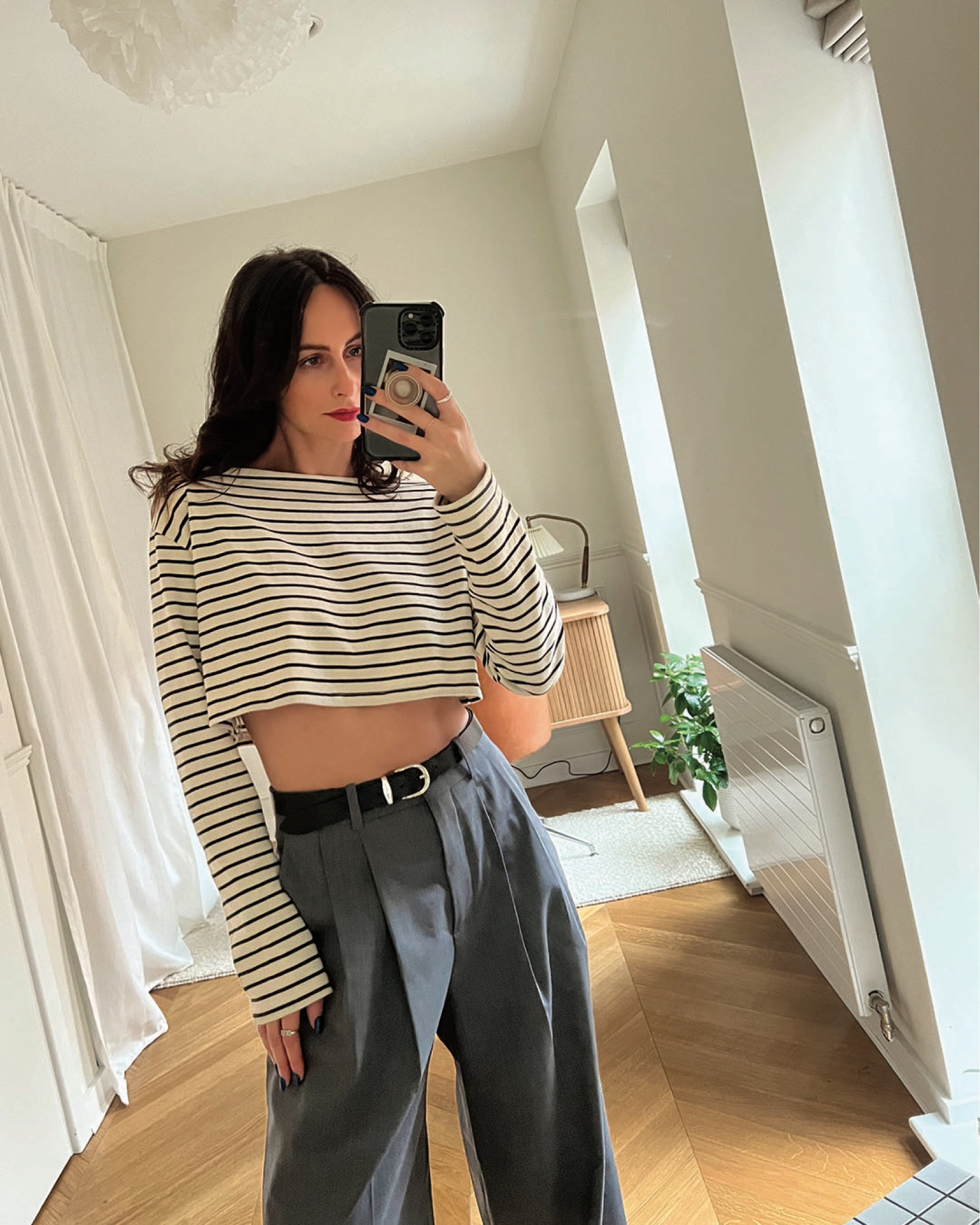 breton stripes, crop top, wide leg pants, ballet flats, oversized leather jacket, black handbag, black shoulder bag, black belt, silver hoops, by far, the frankie shop, h&m, cos, mango, uniqlo, isabel marant, arket, whistles, astrid & miyu, ganni, office outfit, office look  

*for the Ganni shoes, shop via @coggles and use discount code HANNI15 for 15% off + free NDD

#LTKeurope #LTKstyletip #LTKSeasonal