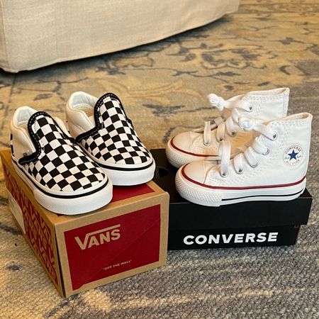 Toddler boy shoes for summer! Loving these checkered vans and converse all star high tops for babies and toddlers! 

#LTKkids #LTKshoecrush #LTKbaby