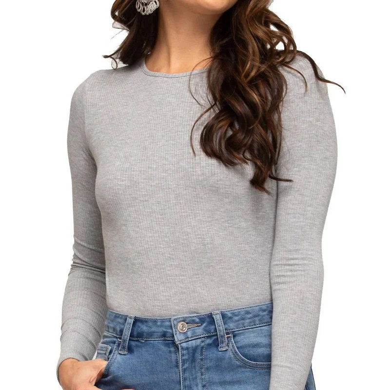 LE LIS Ribbed Bodysuit In Heather Grey - Grey | Verishop