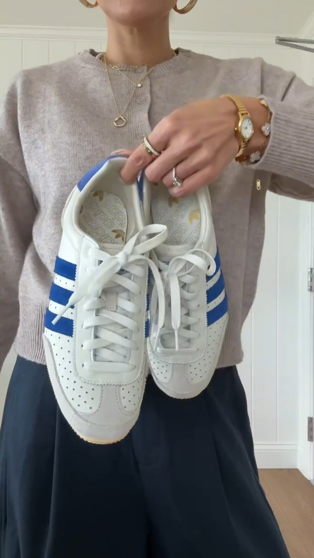 Love these new @adidas japan sneakers from @shopbop 🤩 perfect pop of blue color for a more neutral outfit!! 

Spring outfit, work outfit, mom sneakers, work pants, dress pants @amazon @amazonfashion

#LTKootd #LTKSeasonal #LTKgrwm