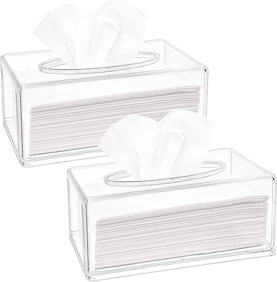 Yopay 2 Pack Clear Tissue Dispenser Box, Facial Acrylic Tissue Box Cover Holder, Napkin Organizer... | Amazon (US)