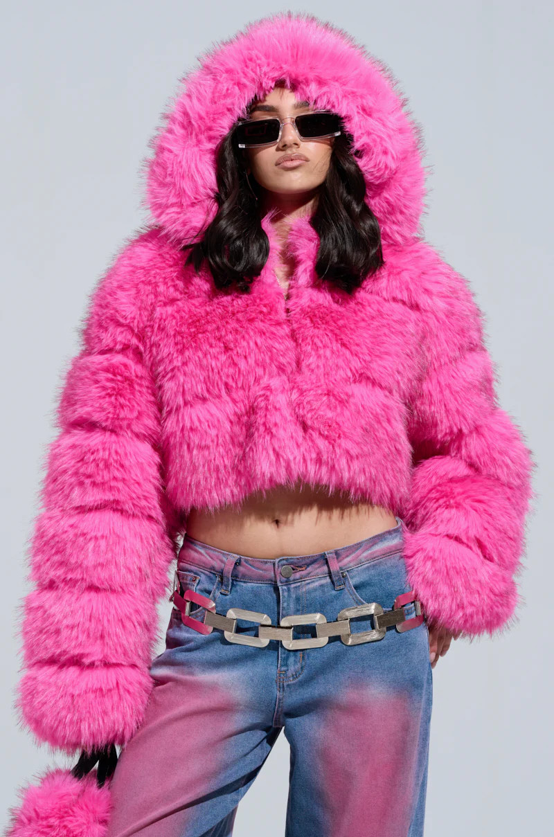 SABRINA HOODED FAUX FUR JACKET | AKIRA