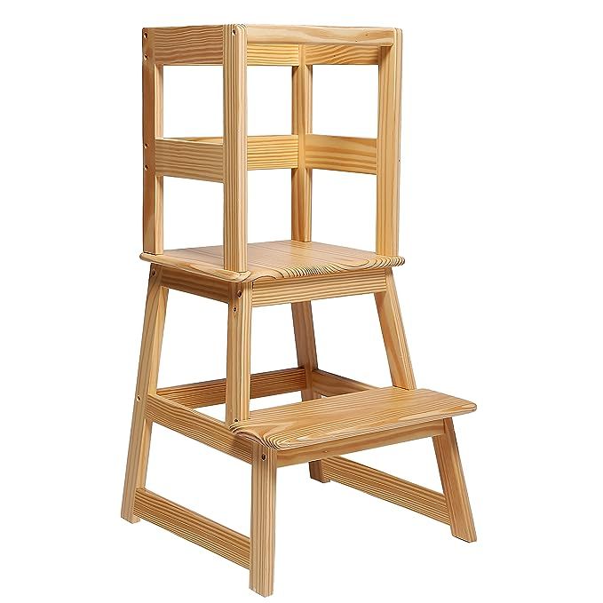 SDADI Kids Kitchen Step Stool with Safety Rail - for Toddlers 18 Months and Older, Natural LT01N | Amazon (US)