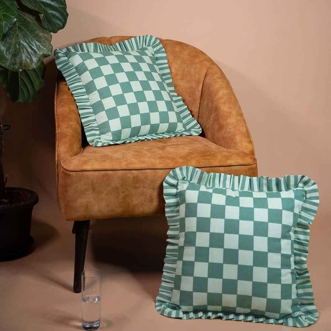 Folkulture Throw Pillow Covers 18x18 | Set of 2 Ruffle Pillow Case for Bed | 100% Cotton Couch Pi... | Amazon (US)