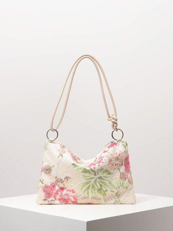 Elegant Colorful Sequin Ladies Shoulder Bag, Floral Bag, Prom Bag, Prom Dresses For Women, Prom Accessories, Wedding Items, Bag For Women Elegant (Pattern Is Random) | SHEIN