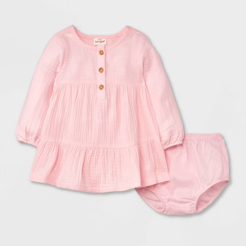 Baby Girls' Solid Long Sleeve Dress - Cat & Jack™ | Target