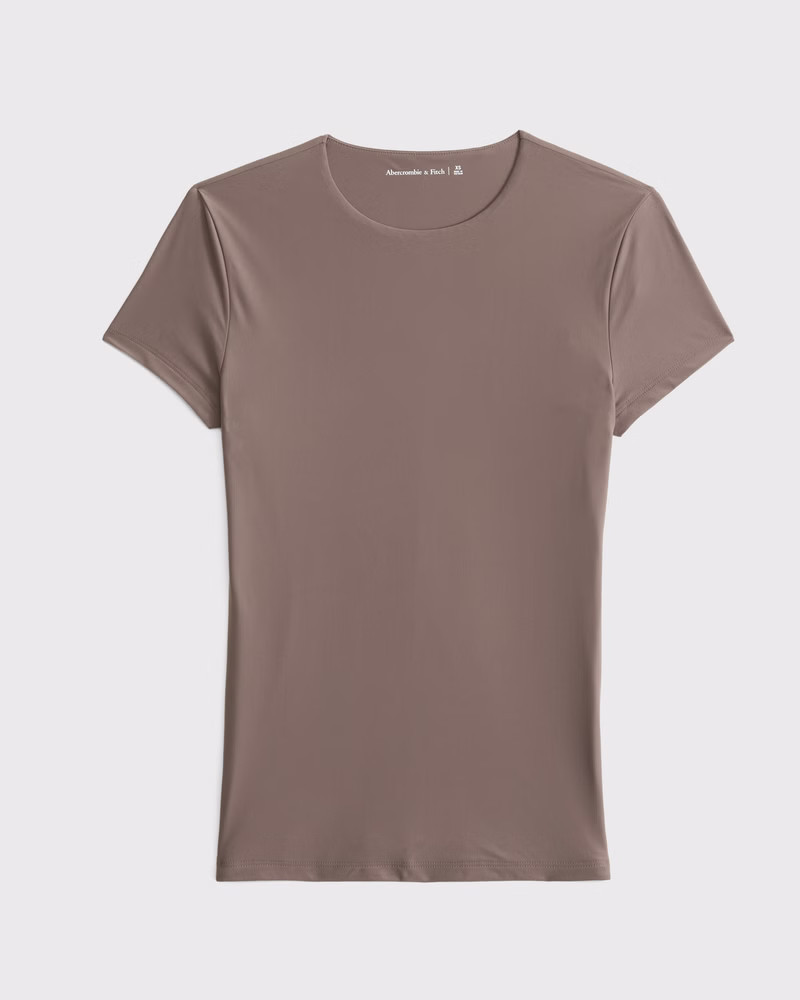 Abercrombie & Fitch Women's Soft Matte Seamless Tuckable Baby Tee in Deep Taupe - Size XXS | Abercrombie & Fitch (US)