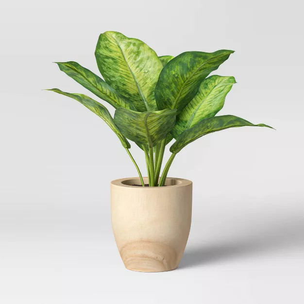 Small Variegated Leaf in Wood Pot - Threshold™ | Target