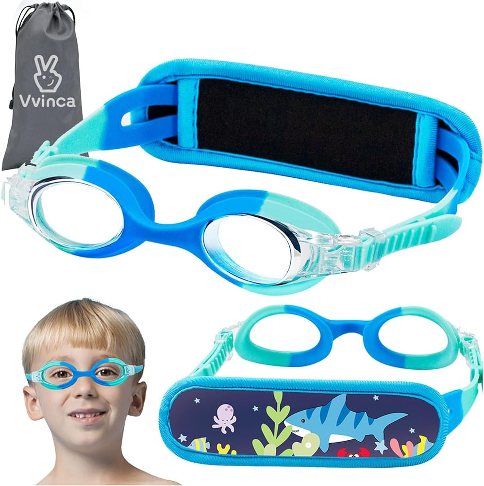 Vvinca Kids Swim Goggles with Fabric Strap No Tangle Pain-Free, Anti-Fog Swimming Pool Goggle No ... | Amazon (US)