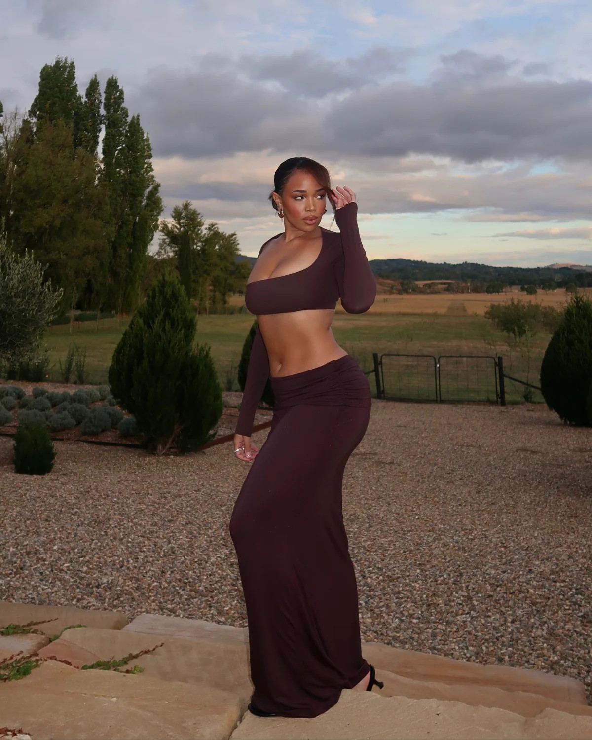 Foldover Maxi Skirt | Espresso | Crop Shop Boutique US