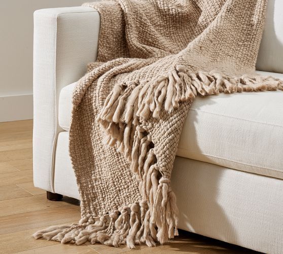 Textured Basketweave Knit Throw | Pottery Barn (US)