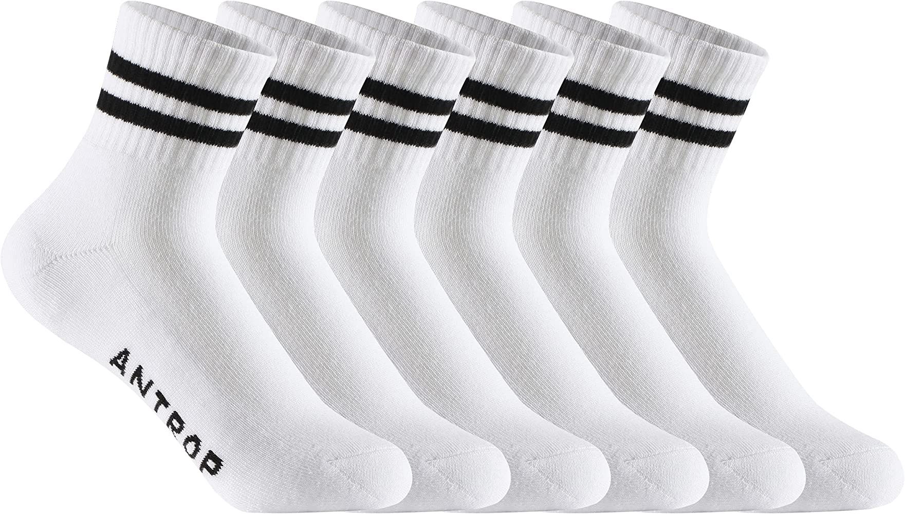 Antrop WoMen Quarter Crew Lycra Cotton Heel Tab Athletic Running Cushion Socks （6 Pairs） | Amazon (US)