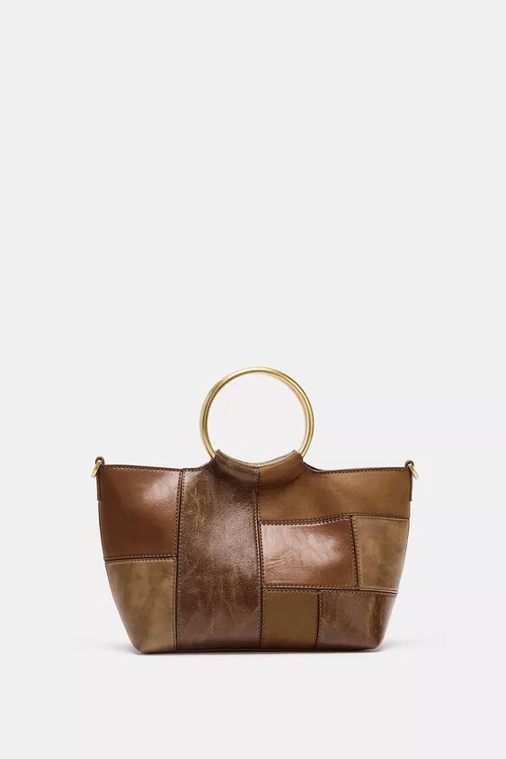 PATCHWORK RIGID HANDLE MINI BUCKET BAG | Zara US