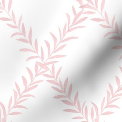Leafy Trellis petal pink on white | Spoonflower