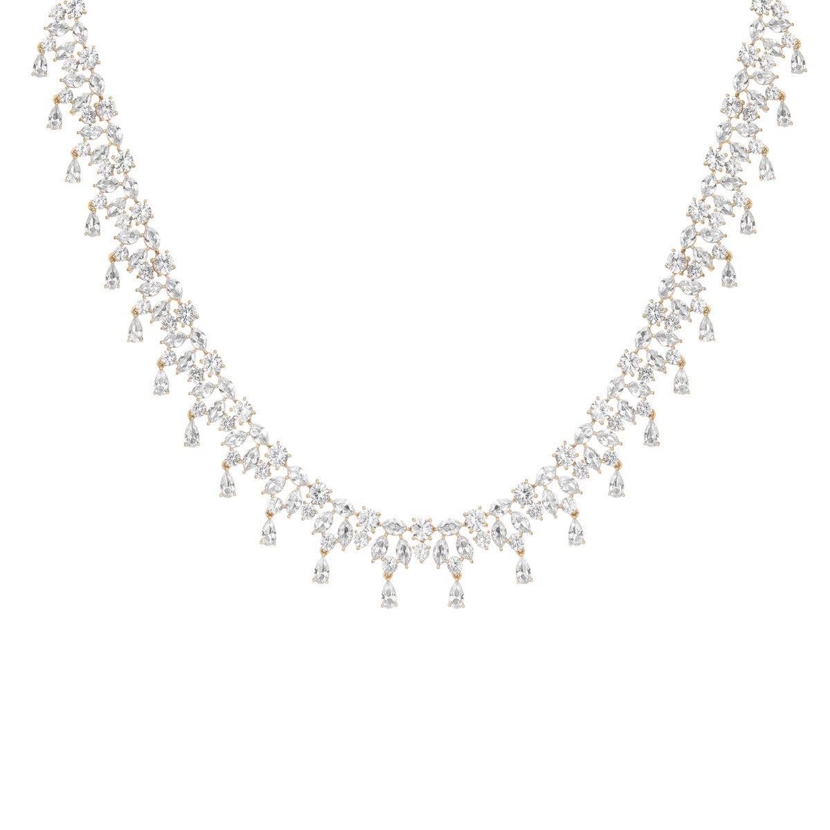 Lab Grown White Sapphire Teardrop Tennis Necklace | AUrate New York