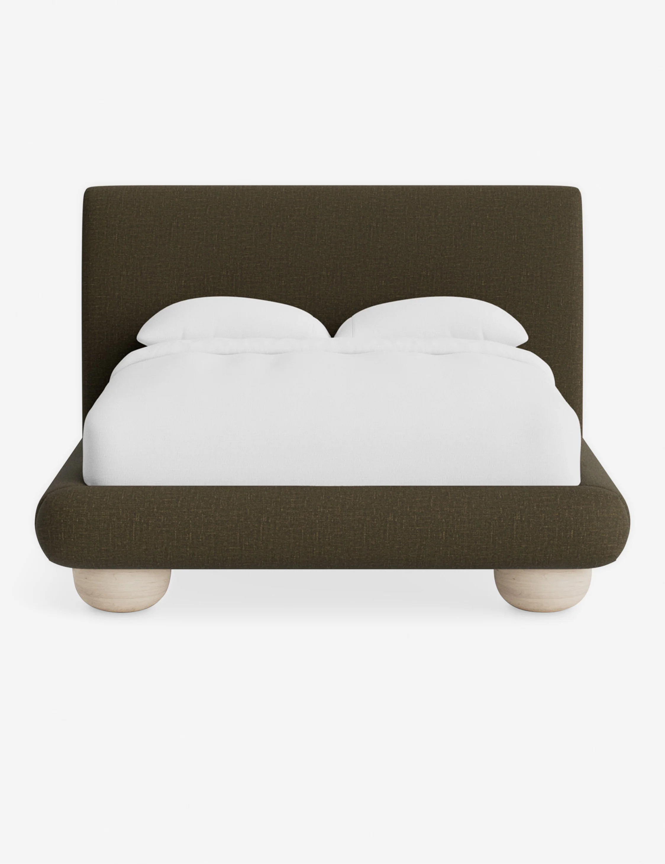 Rigby Platform Upholstered Full Bed, Olive Performance Linen | Lulu and Georgia 