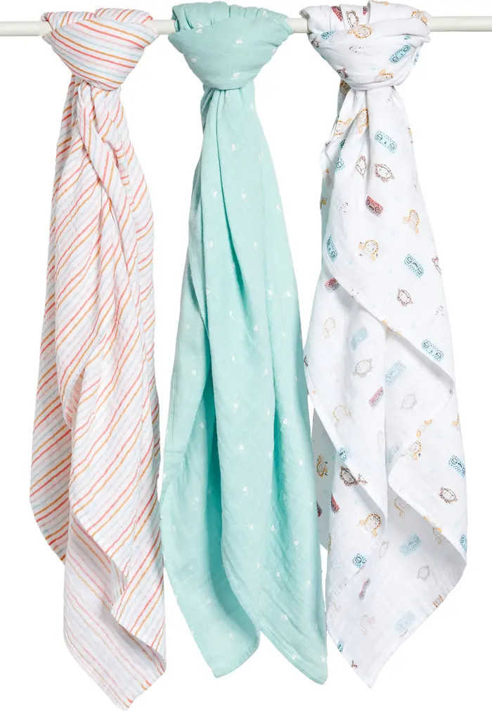 x Slumberkins 3-Pack Cotton Muslin Swaddle Blankets | Nordstrom