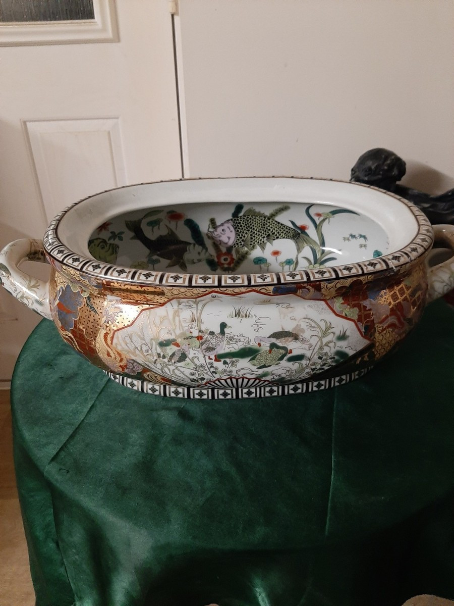 Large Chinese Fish , Birds & Monkeys Pattern Ceramic Footh Bath | eBay US