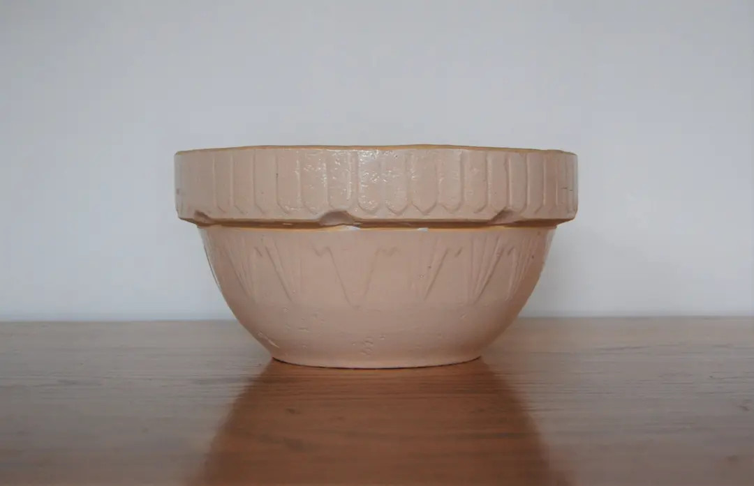 FREE SHIP Large Vintage American Natural Stoneware Bowl Kitchen Dining Basin XL Big Size - Rustic... | Etsy (US)