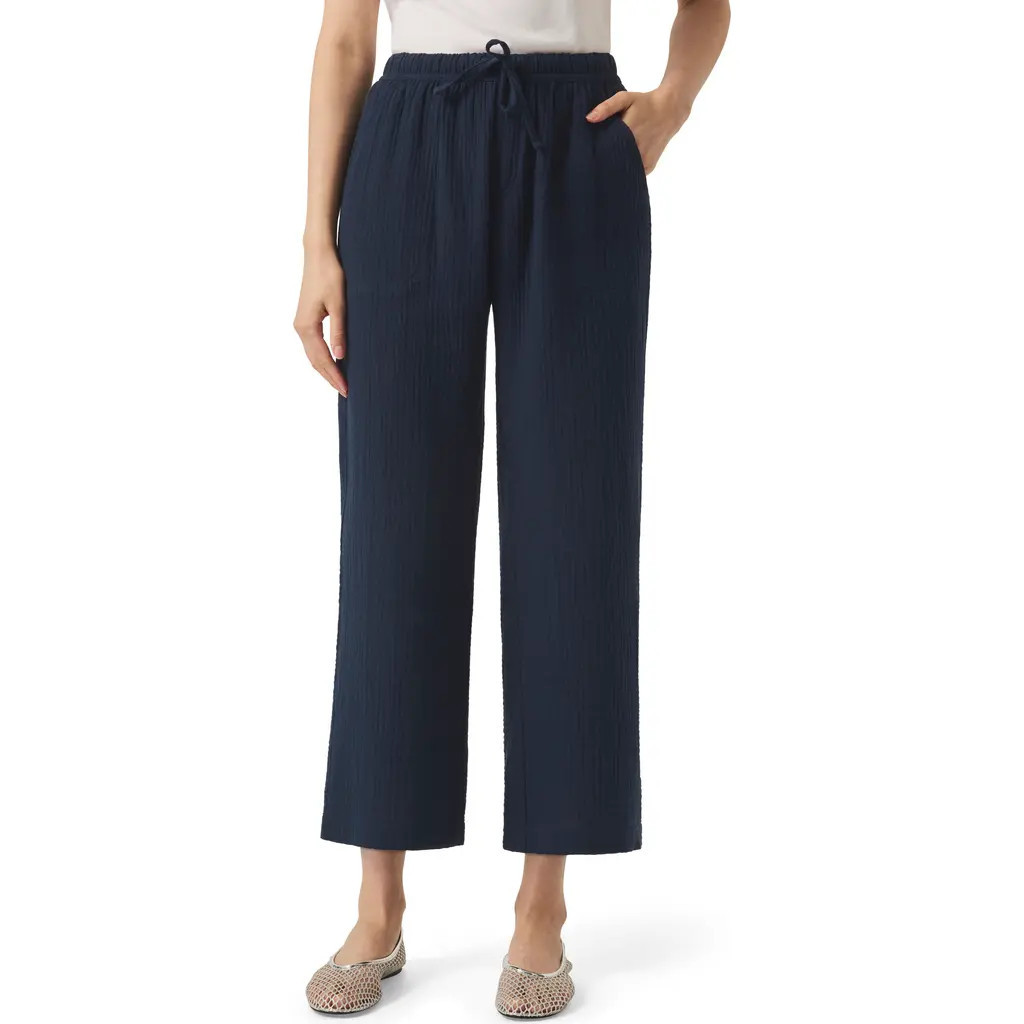Splendid Adele Cotton Gauze Drawstring Pants in Navy at Nordstrom, Size Large | Nordstrom