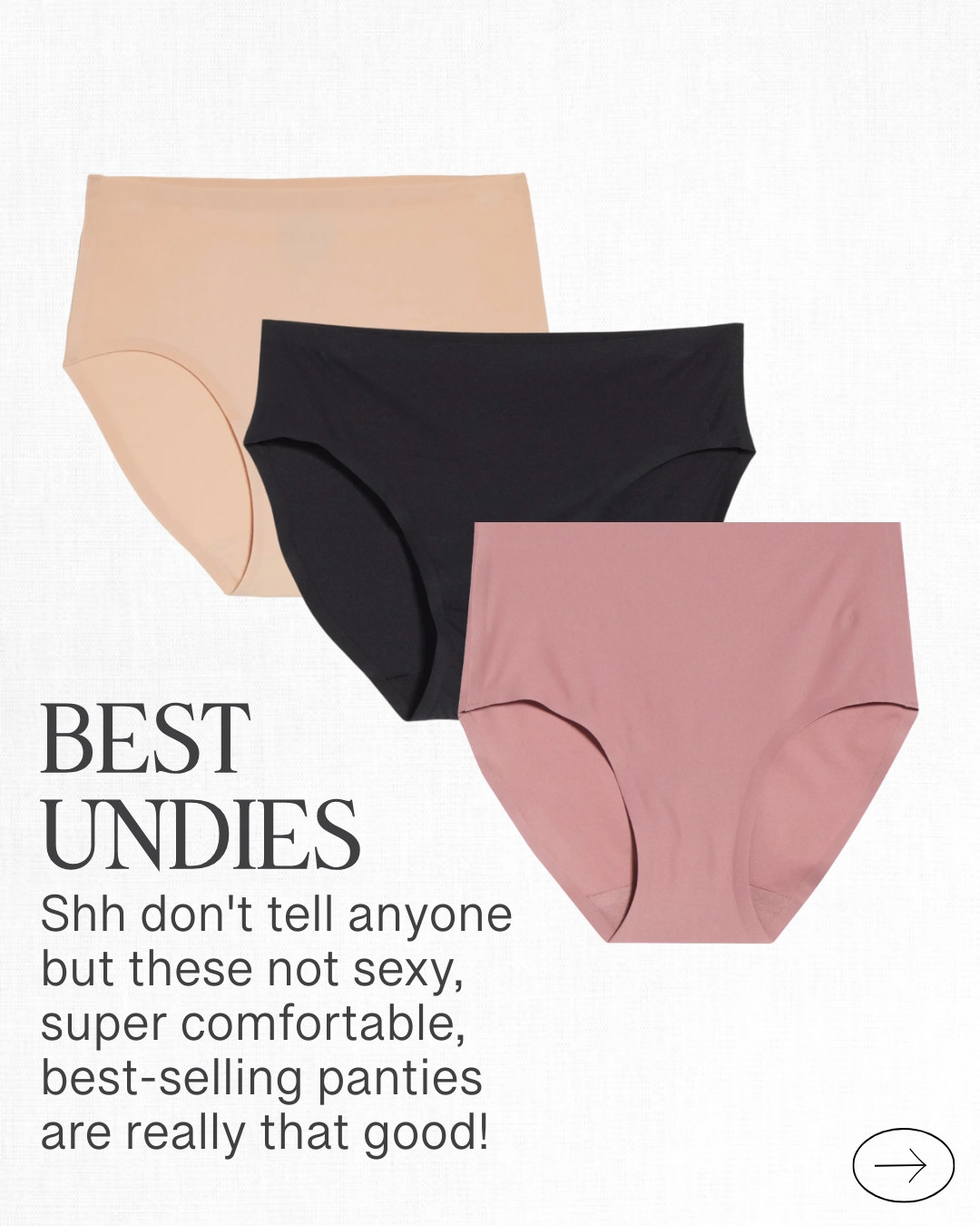 Shhh don’t tell anyone, but these not sexy, super comfortable best-selling panties are really that good! It’s a secret in the lingerie department: this is the one panty everyone loves (and wears). They’re one size fits all (which is kind of crazy), and they come in several different styles. You’ll thank me later on this little tip 🙂 

 #LTKOver40 #LTKFindsUnder50 #LTKFindsUnder100