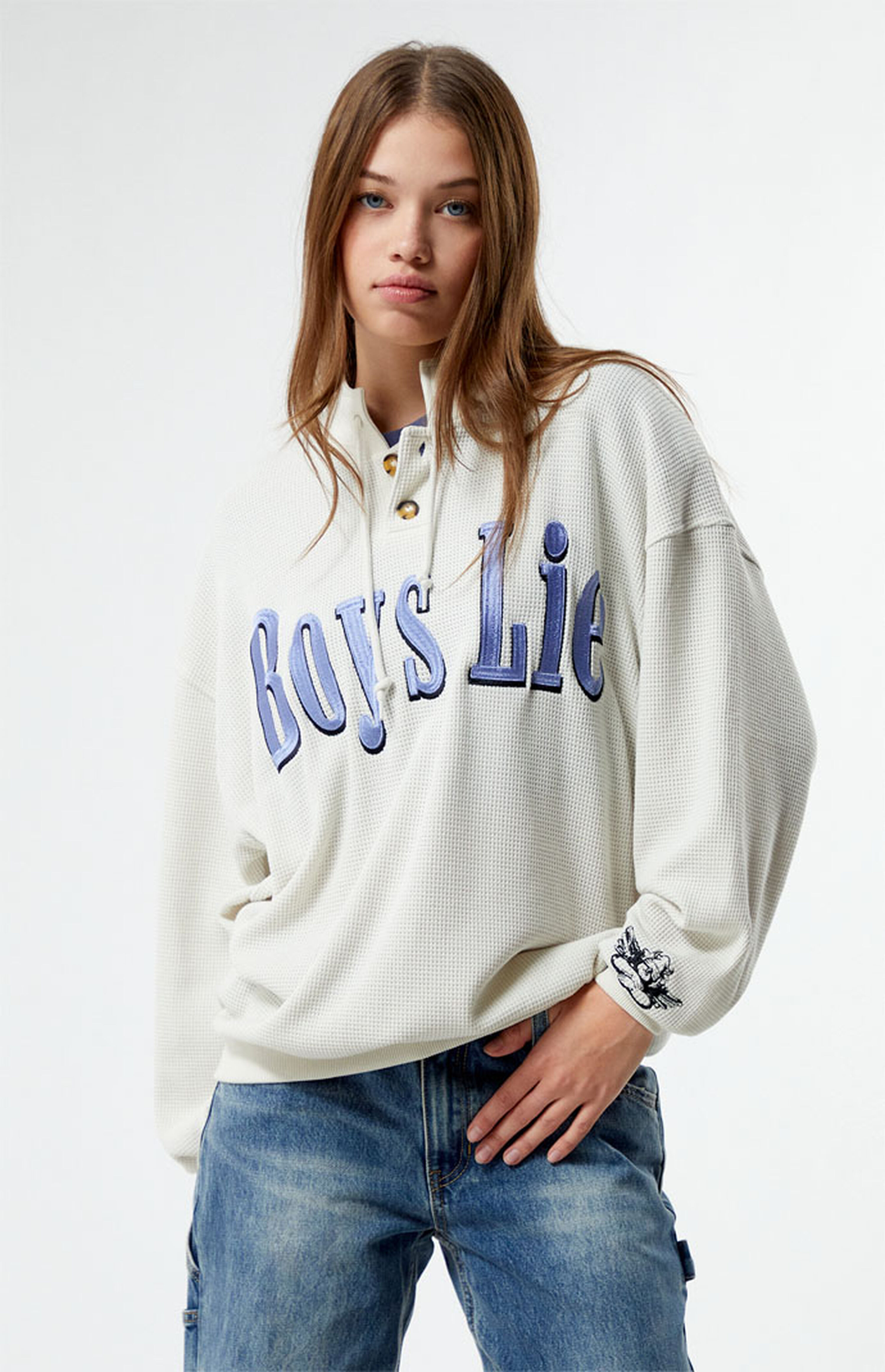 Boys Lie Smitten Waffle Knit Henley Sweatshirt | PacSun | PacSun