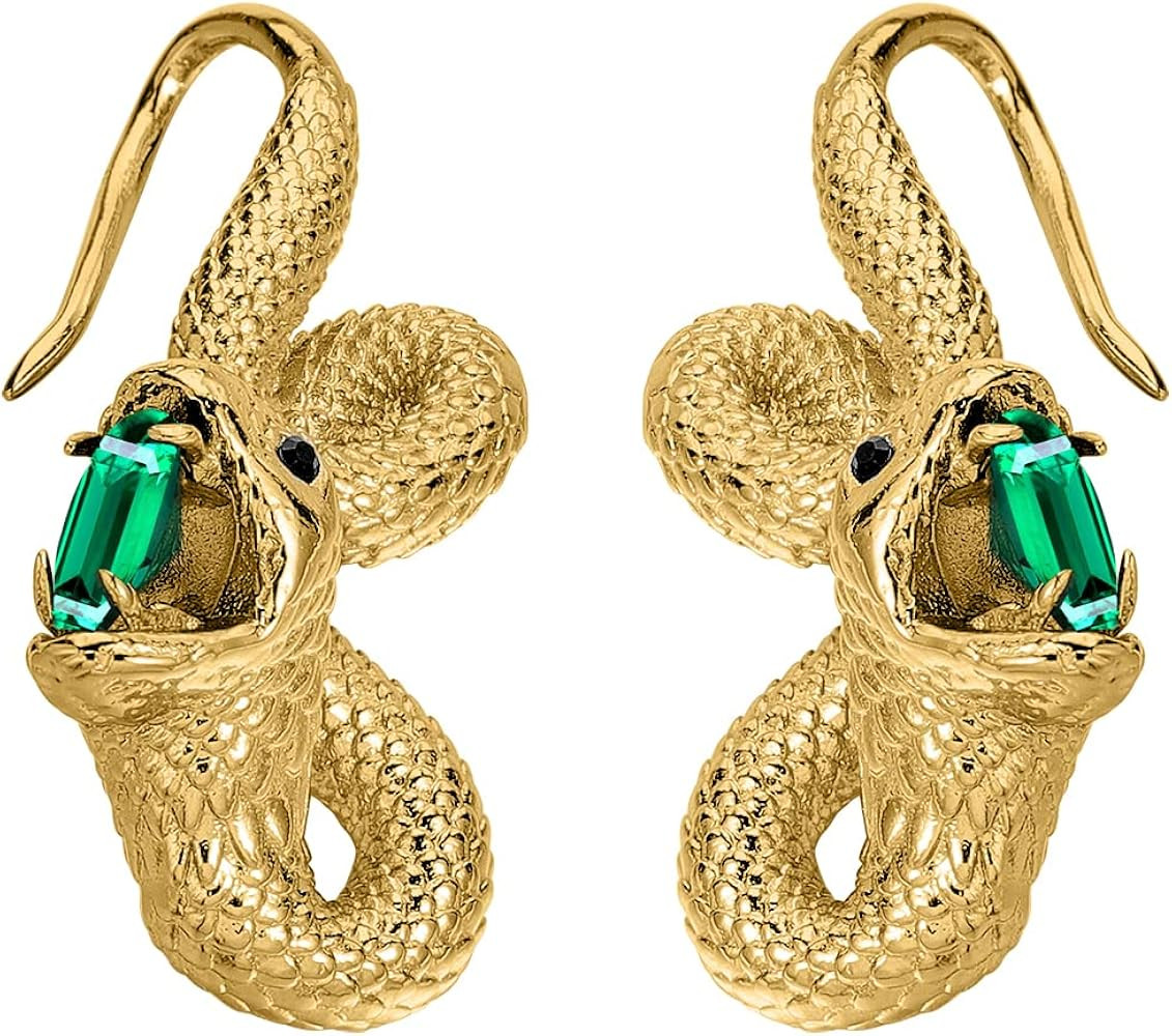 Crystal Snake Stud Earrings,Golden Fashion Earrings For Women Cubic Zirconia Snake Earrings Trend... | Amazon (US)