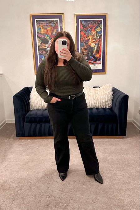 Winter outfit. Winter basics. Winter layering. Ribbed top. Ribbed long sleeve top. Black boots. Black booties. Abercrombie jeans. Abercrombie denim 

Wearing a L in top, jeans and shoes are TTS

#LTKstyletip #LTKSeasonal #LTKfindsunder50