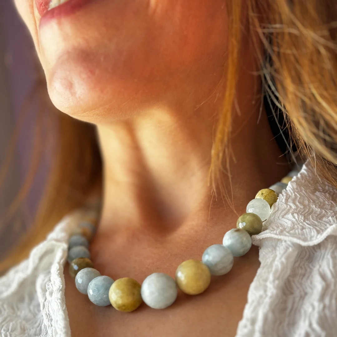 Aquamarine Necklace, 925 Sterling Silver Gemstone Jewelry, Anniversary Gift for Women, Big Bold S... | Etsy (US)