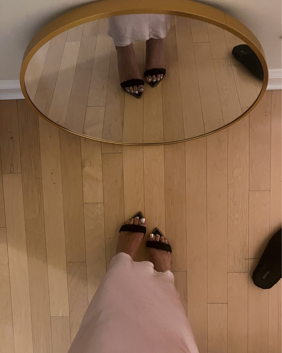 Stepping into Valentine’s Day with these sleek black heels - a view from above and a reflection in the mirror, doubling the glamour! 👠✨ 

Now, let's talk comfort post-night-out with my secret weapon against plantar fasciitis - these arch-supporting black house slippers. Slide into luxury and relief after a fabulous evening.

This mirror is perfect for checking your shoe game before leaving the house or in the bathroom as a shaving mirror. I got size 24X24 in gold 


#LTKparties #LTKhome #LTKshoecrush