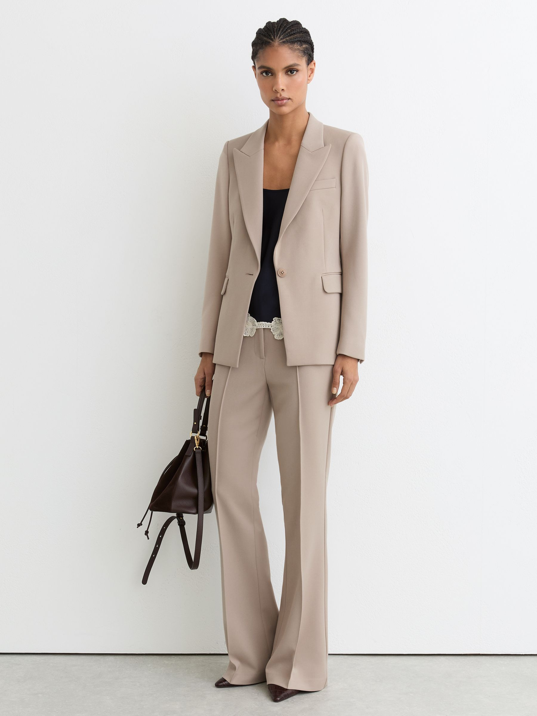 Reiss Tailored Single Breasted Suit Blazer in Stone Neutral - REISS | Reiss UK