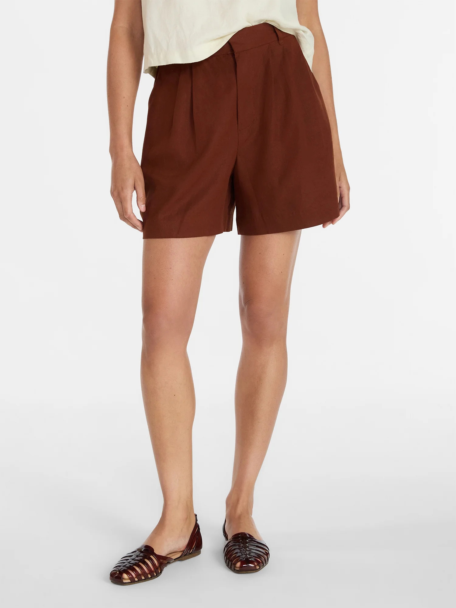 Time and Tru Women's Linen Blend Shorts, 5" Inseam, Sizes XS-XXXL | Walmart (US)