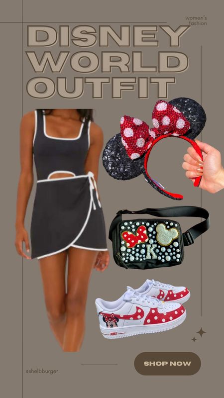 Women’s active Minnie Mouse inspired outfit

Wrap active dress
Rhinestone bedazzled Minnie Mouse ears
Minnie Mouse belt bag
Custom Minnie Mouse Nike sneakers

#LTKTravel #LTKShoeCrush #LTKActive