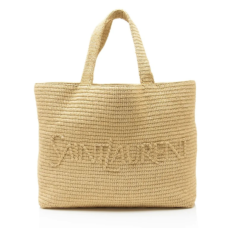 Pre-Owned Saint Laurent Raffia Logo Tote | Walmart (US)