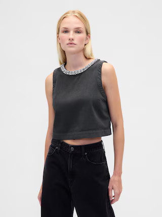 Jewel-Neck Shell Tank Top | Gap (US)