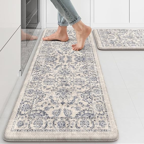 KIMODE Anti Fatigue Kitchen Mats for Floor, Boho Floral Kitchen Rugs 17"x29.5"+17" x47”, Cushio... | Amazon (US)