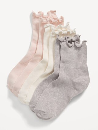 Ruffle-Cuff Quarter-Crew Socks 3-Pack for Girls | Old Navy (US)