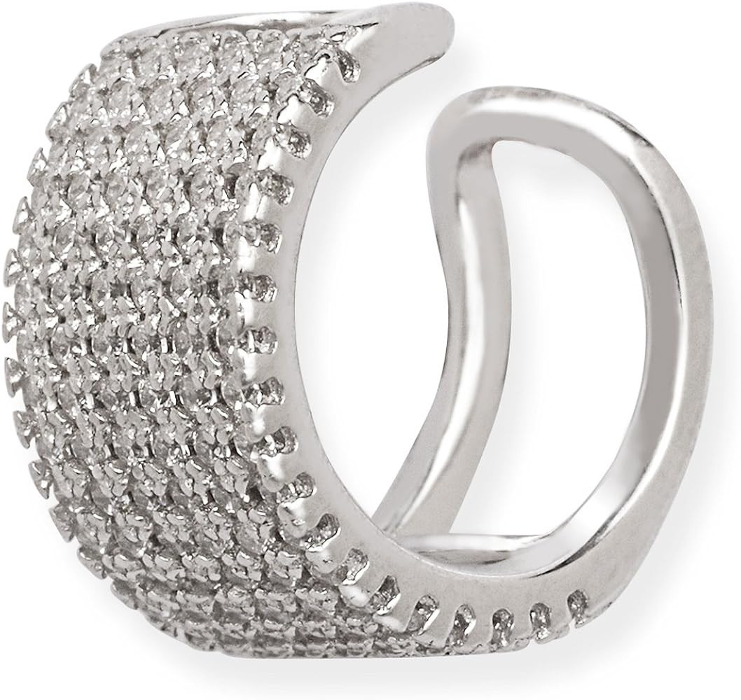 Beaux Bijoux Sterling Silver Ear Cuff Earring for Women – Multi-Row Micro Pave Simulated Diamon... | Amazon (US)