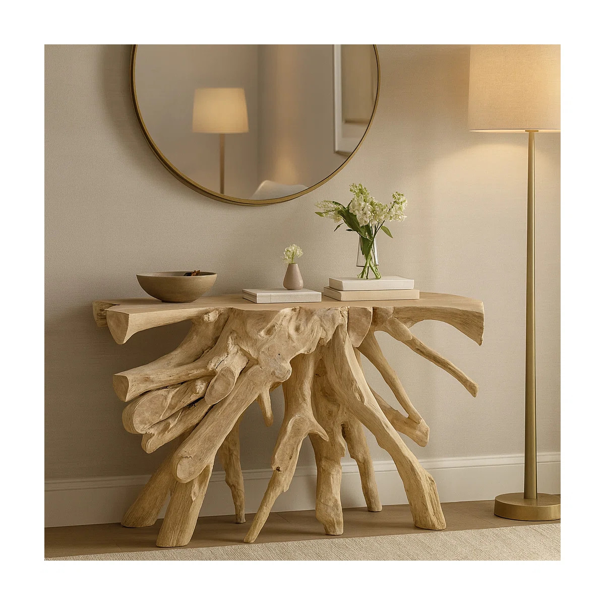 Abstract Wood Console Table For Entryway Statement Piece - Stand Out Narrow Console Table For Sof... | Wayfair North America