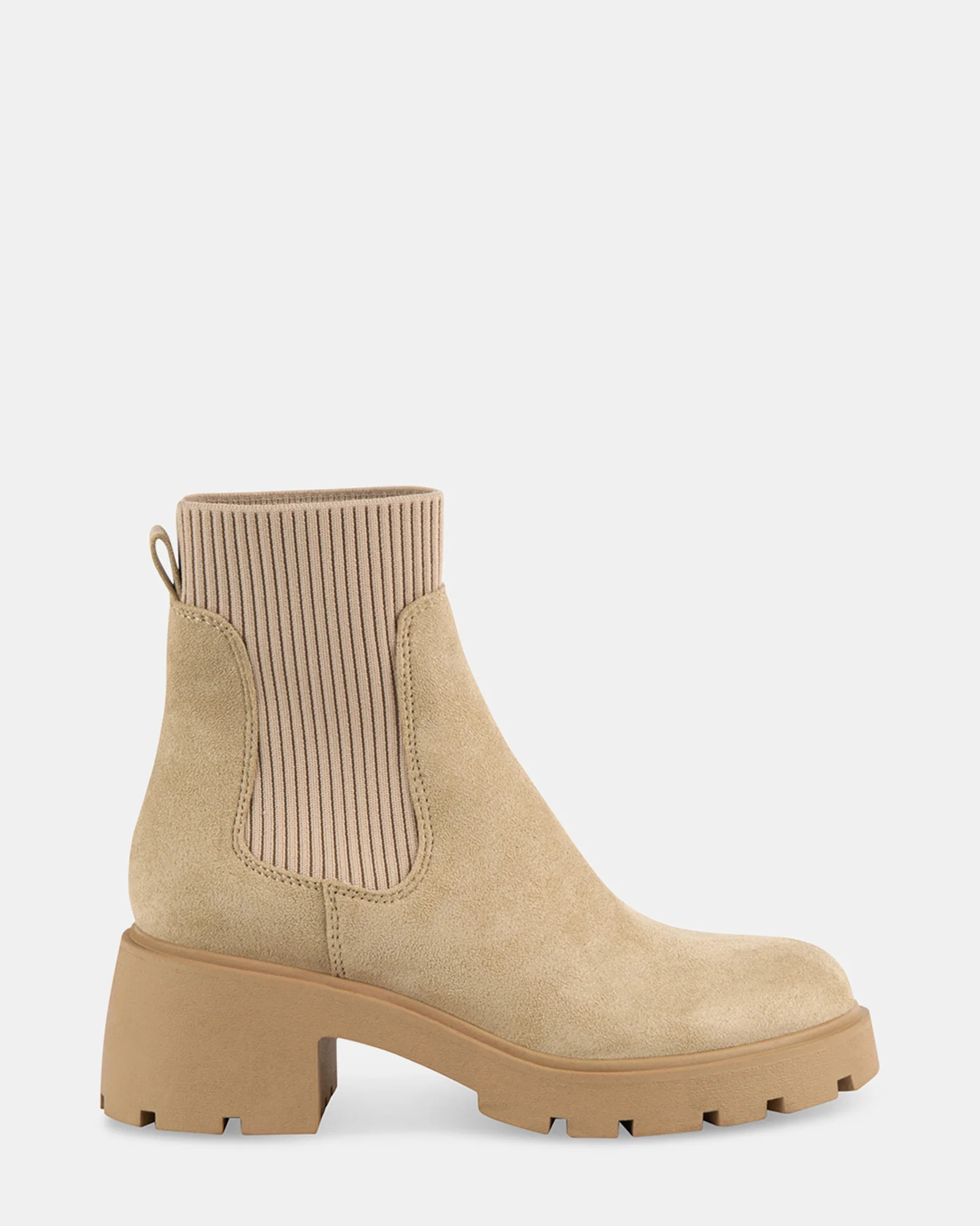 HALONA Natural Chelsea Sock Booties | Women's Designer Boots | Steve Madden (Canada)