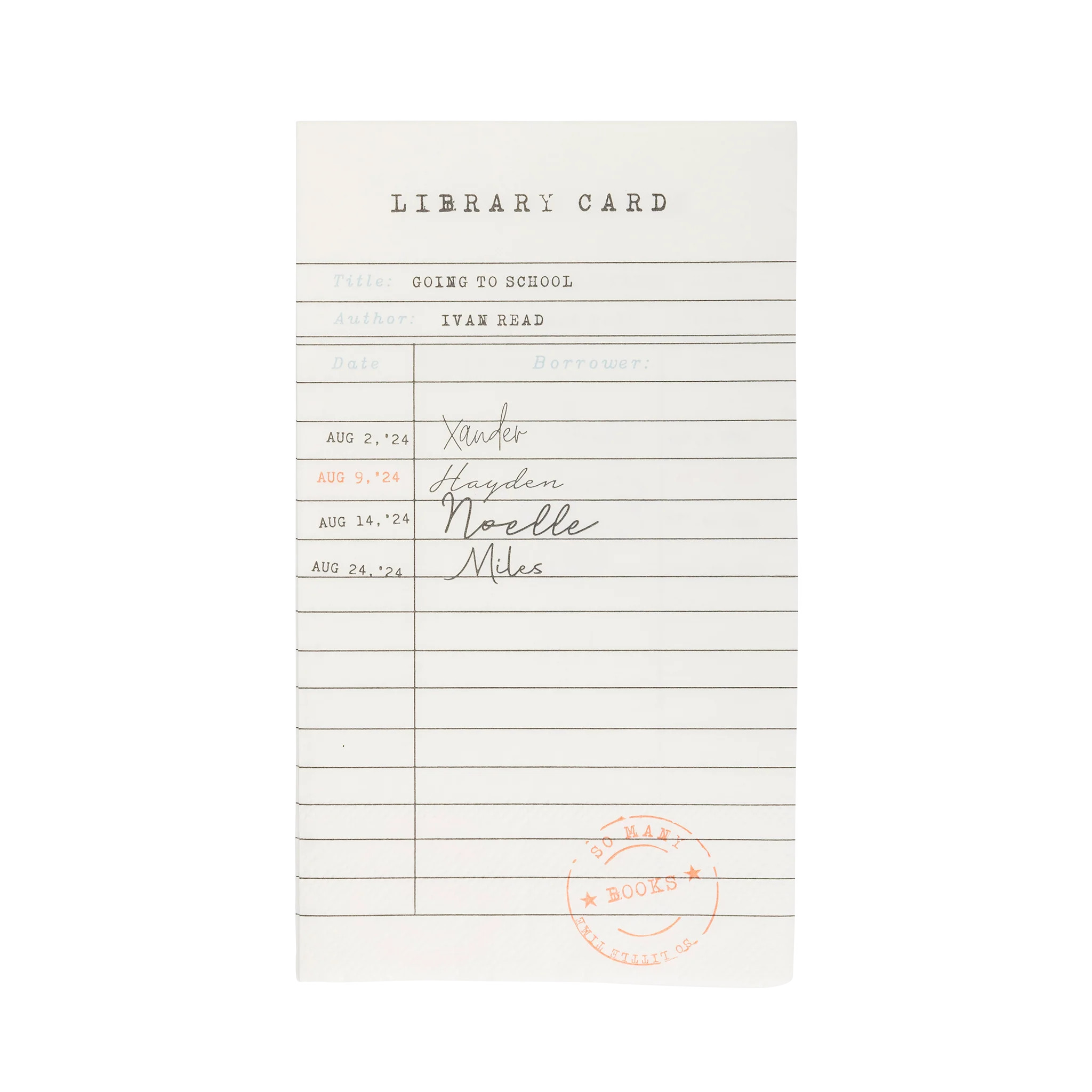 Occasions By Shakira - Library Card Dinner Napkin | My Mind's Eye