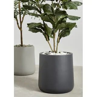 Indoor/Outdoor Large Nordic Minimalist Fiberstone Lightweight Round Planter Pot - 14, 11 inch Mat... | Bed Bath & Beyond